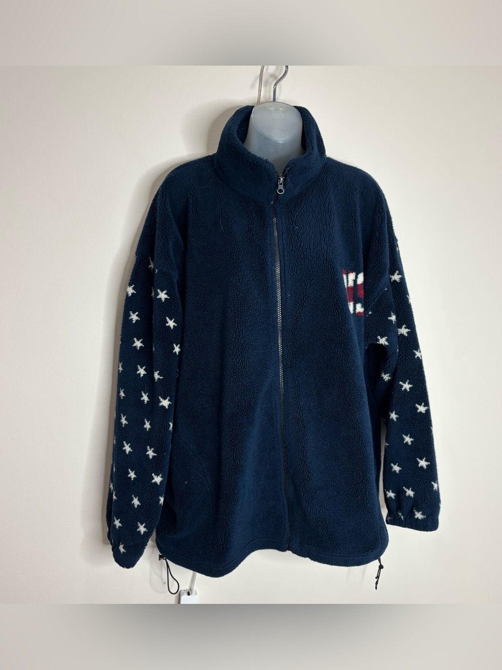 Bear Ridge Men's XL Navy Fleece Pullover jacket American Flag stars graphic - Picture 3 of 6